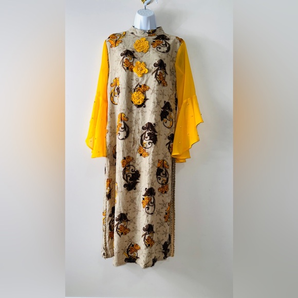 Beautiful Sheer Waterfall Flounce Sleeve Tunic Dress With Side Splits Size XXL - Picture 7 of 10